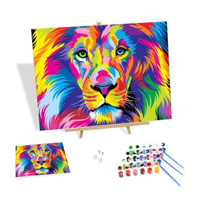 China New 2021 Classic/Postmodern New Digital Diy Oil Painting Paint By Numbers Coloring Hand Painted Living Room Oil Painting Decorative Animal Lion for sale