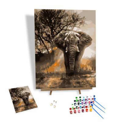 China New Classic/Postmodern Liffy Painting By Numbers Diy Forest Elephant Modern Art Oil Painting Wall Decor Handmade Coloring Hanging Picture for sale