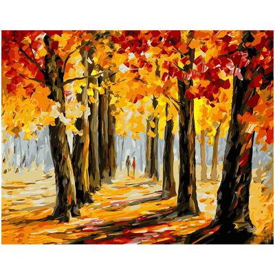 China Europe Factory Wholesale DIY By Digital Painting Art Wall Decoration Interior Landscape Painting Autumn Woods Painting On Canvas for sale