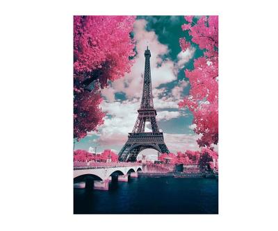 China Factory Price Oil Painting CREATIVE Painting By Numbers Acrylic Painting Canvas Eiffel Tower Landscape With Wood Frame For Adults Kits for sale