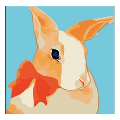 China Hot Selling Cartoon Cartoon Animal Oil Painting Quiet Cartoon Rabbit Diy Children Painting Children Gifts 20*20cm for sale