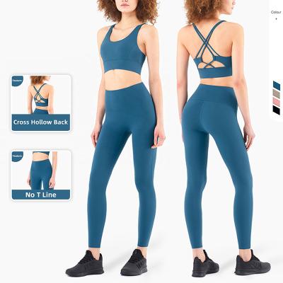 China Breathable Women's Workout Sports Yoga Sets Gym Outfits High Waist Sports Bra Fitness Yoga Activewear Tracksuits Set for sale