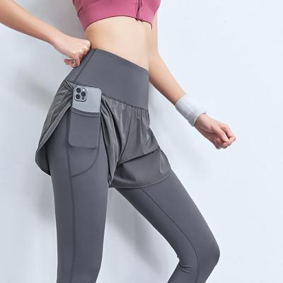 China Breathable Two-Piece Quick Dry Fitness Workout High Waisted Yoga Pants Yoga Faux Gaiters For Women for sale