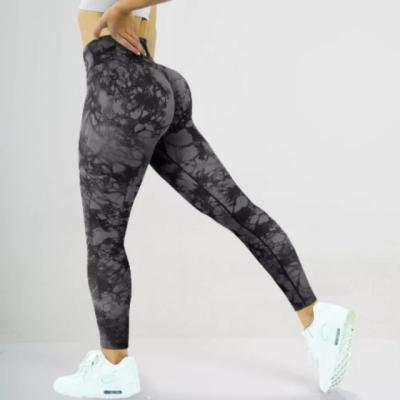 China Breathable Gaiters Women Yoga Wear Seamless Tie Die Gaiters High Waist Athletic Wear Crac! crack! panty gym workout fitness butt for sale