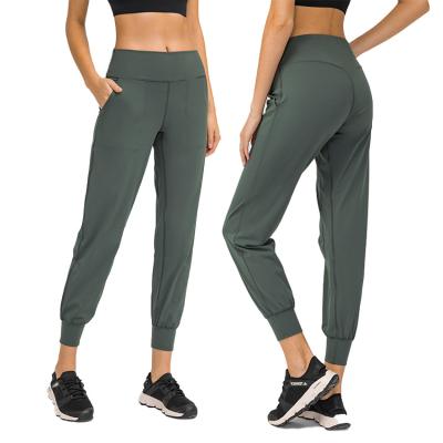 China The other 2021 newcomer lulu lemon line loose and comfortable yoga straight pants quick-drying fitness cropped pants for sale