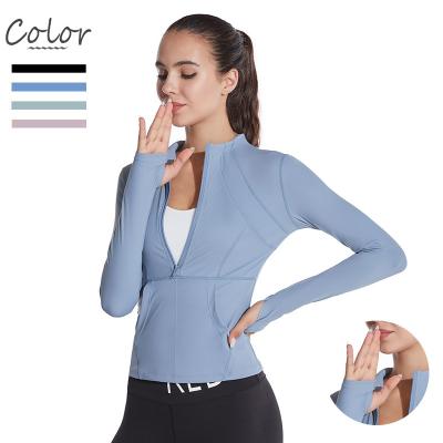 China New Fashion Half Zipper Workout Tops Breathable Long Sleeve Lightweight Slim Women Running Jackets With Pockets for sale