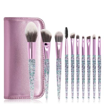 China China Manufacturer High Quality Plastic Handle 10Pcs Mini Makeup Brush Set With Colorful Material Face Makeup Brush Bag for sale