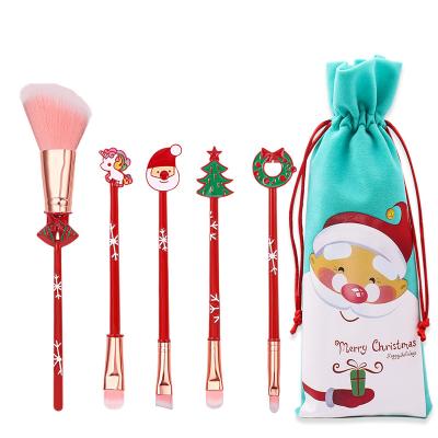 China New Arrival 5PCS Smudge Brush Christmas Style Makeup Brush Eve Eyeshadow Brush Set Halloween Christmas Gift for sale