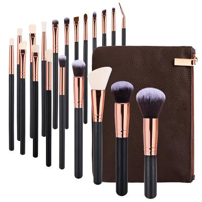 China Angular Blush 2022 NEW DESIGN 20pcs Soft Synthetic Free Sample Rose Gold Black Handle Makeup Brush Set Custom Logo Make Up Brushes for sale