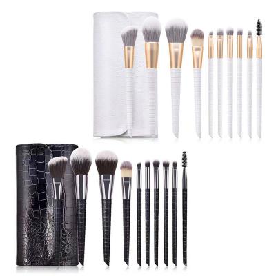 China Fan Brush New 10-Pack Makeup Brushes Portable Soft Knitting Pattern Bristle Makeup Brush Set Beauty Tool Kit Brush Pack With Crocodile Ba for sale