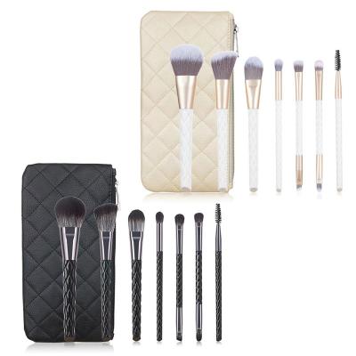 China New 7 Pack Face Makeup Brushes Portable Soft Knitting Pattern Bristle Makeup Brush Set Beauty Toolsset Brush Pack for sale