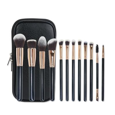 China Angular Blush New R&D 12pcs Wooden Handle Private Label Professional Makeup Brush Set for sale