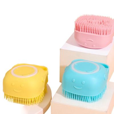 China EXFOLIATING 2022 New Soft Silicone Brush Rubber Bristle For Pet Massage Brush Shampoo Dispenser Dog Bath Sweep And Cats Shower Grooming for sale