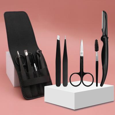 China Tweezers Kit Professional Private Label 5pcs Eyebrow Tweezers Set for Ingrown Hair Facial Eyebrow Setting Kit N145 for sale