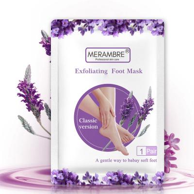 China Private Label Natural Organic Lavender Foot Skin Hydration Mask Peeling Hyaluronic Acid Peptides Nourishing Lavender Exfoliating Foot Mask for sale