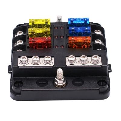 China Screw Car 6-Way Fuse Box Holder Power Supply With LED Indicator Independent Negative Electrode Insertion For Car Modification for sale