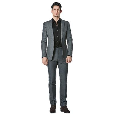 China Black Gray Plaid Slim Fit 100% Wool Blazers High Quality Casual Modern Breathable Suit For Men for sale