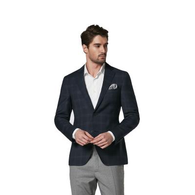 China New Design Fashion Breathable Modern Casual Plaid Wool Slim Fit 100% Blazers For Men for sale