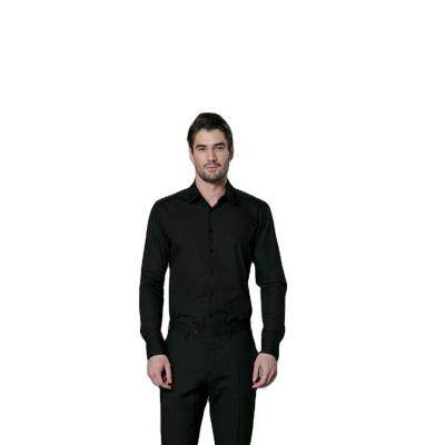 China Business Casual Dress Breathable Brand Good Quality Formal 100% Cotton Black Shirts For Men for sale