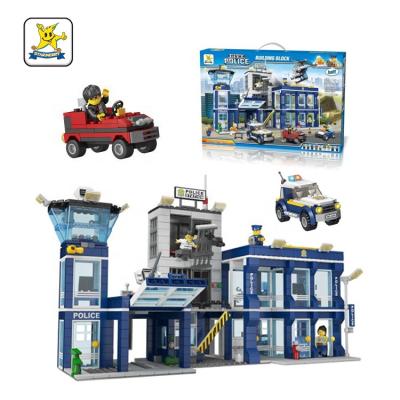 China DIY TOY Building Kits Police Department Assembly Car Construction Kit For Children for sale