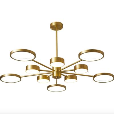 China Luxury creative led personalized chandelier Nordic modern simple light copper gold chandelier living room bedroom dining room for sale