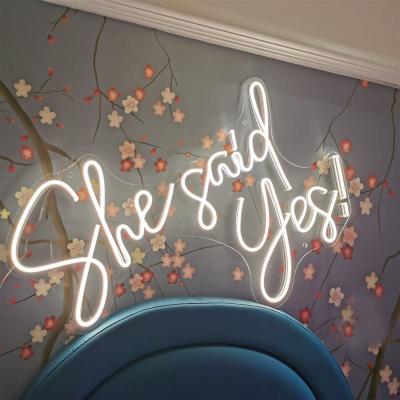 China Buildings She Said Yes Neon Sign Flex Led Neon Light Sign Led Logo Party Room Decoration Custom Neon Sign Bride for sale