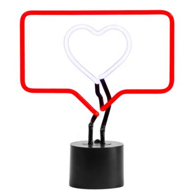 China Favorite Buildings Handblown Heart Glass Symbol Neon Table Light for sale