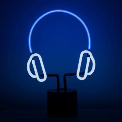 China Home Office Decor Buildings Handmade Blown Glass Headphones Neon Light for sale