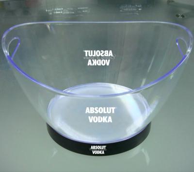 China Sustainable 12L Clear Boat Shaped Bright ABSOLUT VODKA Ice Bucket For Bars for sale