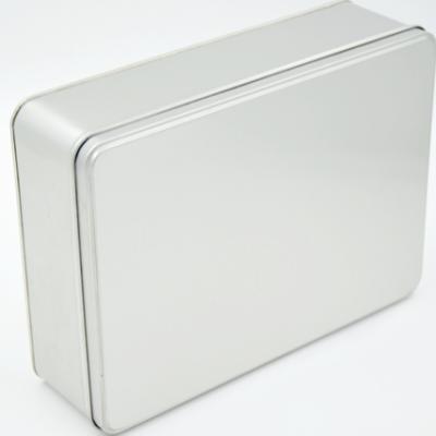 China Simple Silver Rectangular Notebook Tin Box Large Metal Box Container Tin Case for sale