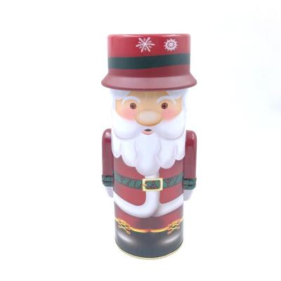 China Popular Cookie Christmas Santa Claus Shape Tin Container for sale