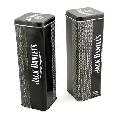 China Wine Square Wine Vodka Whiskey Bottle Packaging Tin Box for sale