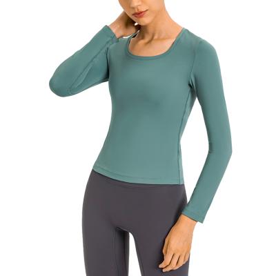 China Breathable Women Long Sleeve Soft Compression Swept Dance Exercise Yoga T-Shirt for sale