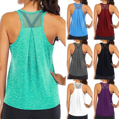 China Breathable Top Selling Yoga Racerback Yoga Vest Singlet Sports Women Fitness Tank Tops Sleeveless Sporty Gym Running Training Shirts for sale