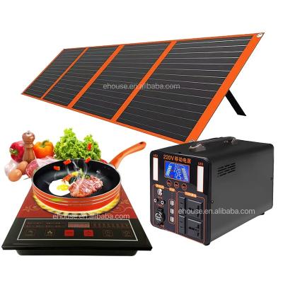 China Hotel OEM 12 V 24 V Solar Induction Cooker 2000W Touch Control Electric Stove Single Burner Induction Cooker for sale