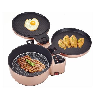 China Large Non-stick Surface Electric non-stick cooker hotpot cooker frying pan fried cooker waffle maker pizza maker for sale