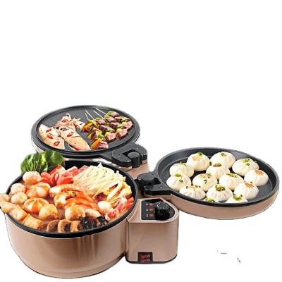 China Large Non-stick Surface Factory Hot Sale 3in1 Non-Stick Non-stick Fast Cook Pan Suitable For Pizza Steak In Household Electric Grill Frying Pan for sale