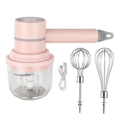 China Car Hot Selling Press Button Control 3IN1 USB Portable Hand Mixer Wireless Mini Handheld Cream Blender Food Egg Beater Hand Mixer for sale