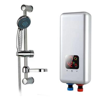 China Hotel Mini 5.5KW tankless electric instant water heater for bath shower whole house bathroom with digital display for sale