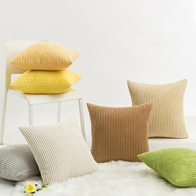 China Nature Corduroy Cushion Cover Living Room Car Home Anti-static Sofa Pillow Case Farmhouse Hot Selling Soft Single Pillow Case for sale