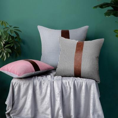 China Wholesale Nordic Style Cushion Cover Sofa Chair Hotel Pillow Case PU Cushion Cover Anti-Static Leather Home Decor PU Cushion Cover for sale