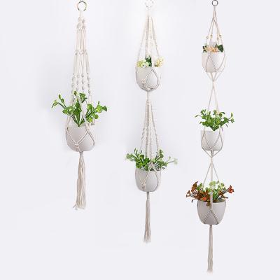 China Classic Factory Direct Wholesale Basket Wall Hanging Rope Macrame Plant Hanger Outdoor Indoor Indoor Woven Hanger for sale