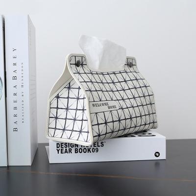 China Minimalist European Creative Tissue Boxes New Original Hotel Home Car Office Car Tissue Box Leather Decoration Tissue Box Holder for sale