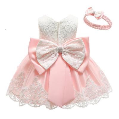 China Washable White Blush Pink Ivory Baby Girl Birthday Party Baptism Dress for sale