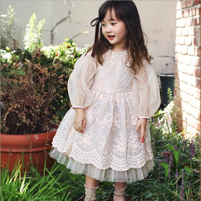 China Washable Tulle Sheaths Embroidered Cotton Lace Kid Boutique Dress for sale