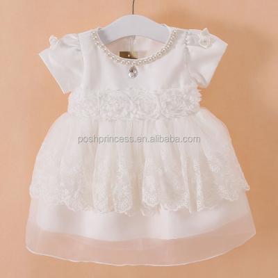 China 1 Year Old Girl Good Quality Breathable White Birthday Dress for sale