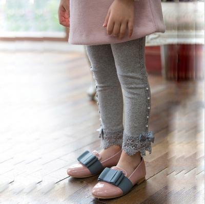 China Breathable Cotton Lace Trim Leggings For Kids Girls for sale