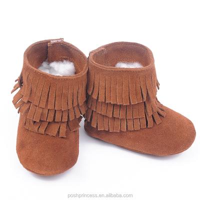 China 12 Colors GENUINE LEATHER Suede Baby Fringe Leather Booties for sale