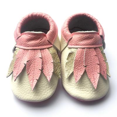 China GENUINE LEATHER Fall Leaves Toddler Baby Genuine Leather Moccasin Shoes for sale