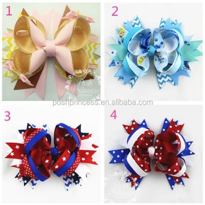 China Ribbon IN THE RUNNING Wholesale Grosgrain Girls Hair Bows With Clips for sale